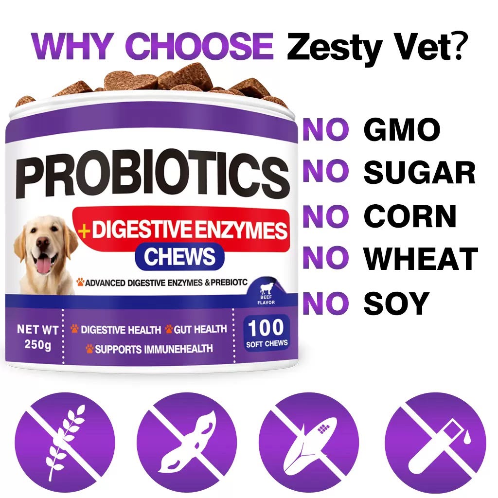 犬用益生菌+消化酵素咀嚼片 | Probiotics + Digestive Enzymes Chews (100粒)